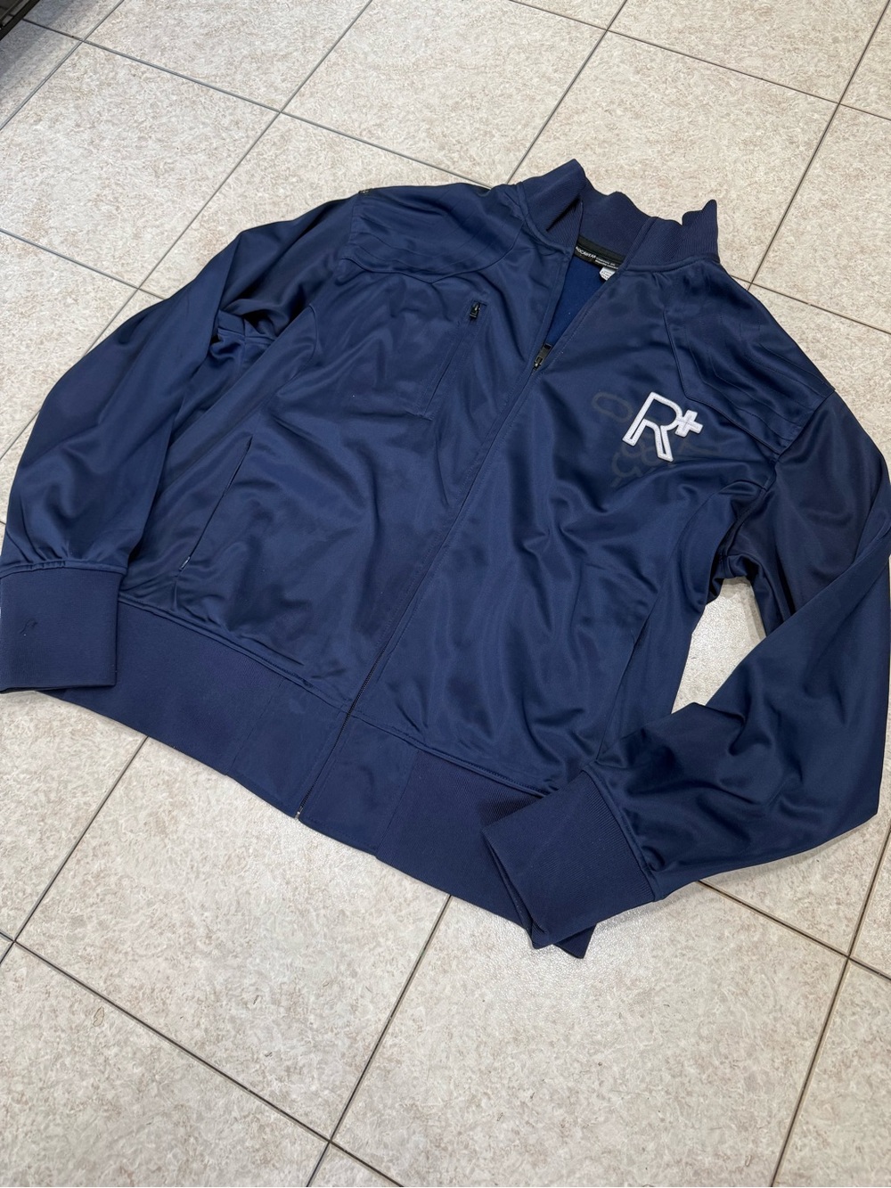 Rocawear Navy Blue Bomber Jacket with R Logo